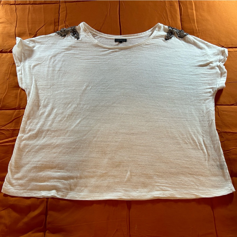 White tee with sequin